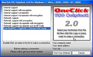 OneClick VNC Helpdesk Remote Support System Using Menu Mode